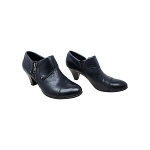 boc Born Ankle Booties 6 Women Misha Shootie Black Leather Cap Toe Zip 2.5" Heel